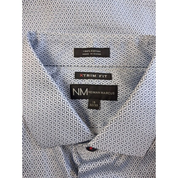 Neiman Marcus Men's Dress Shirt Long Sleeve Trim Fit - 16 32/33 Trim Fit Blue - Picture 3 of 10